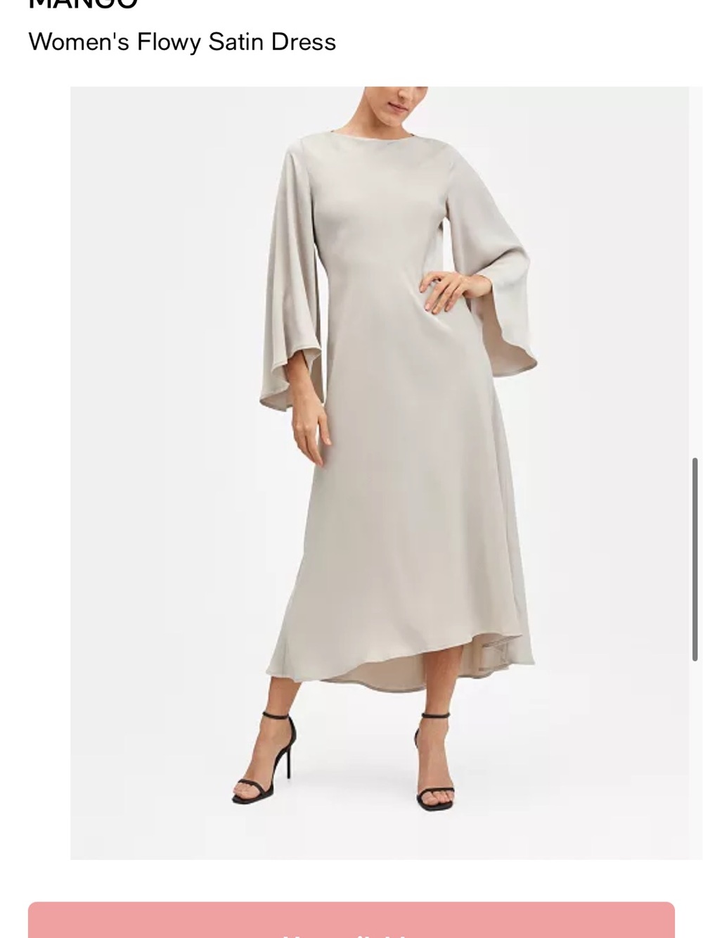 MANGO FLOWY SATIN DRESS IN PASTEL GREY - LOOKING TO PURCHASE /NOT FOR SALE